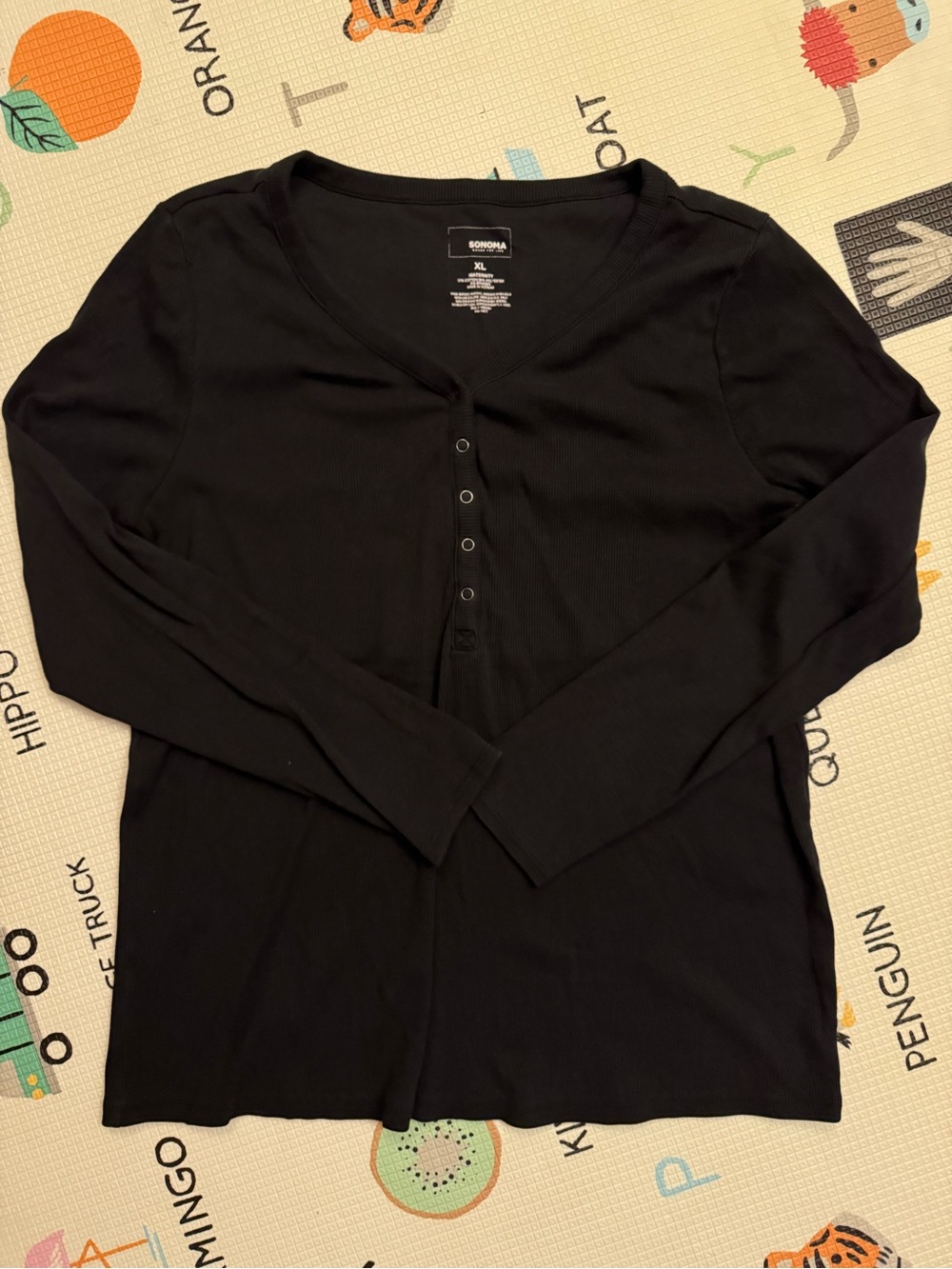 Sonoma Maternity Black Long-Sleeve Henley Top - Women's XL